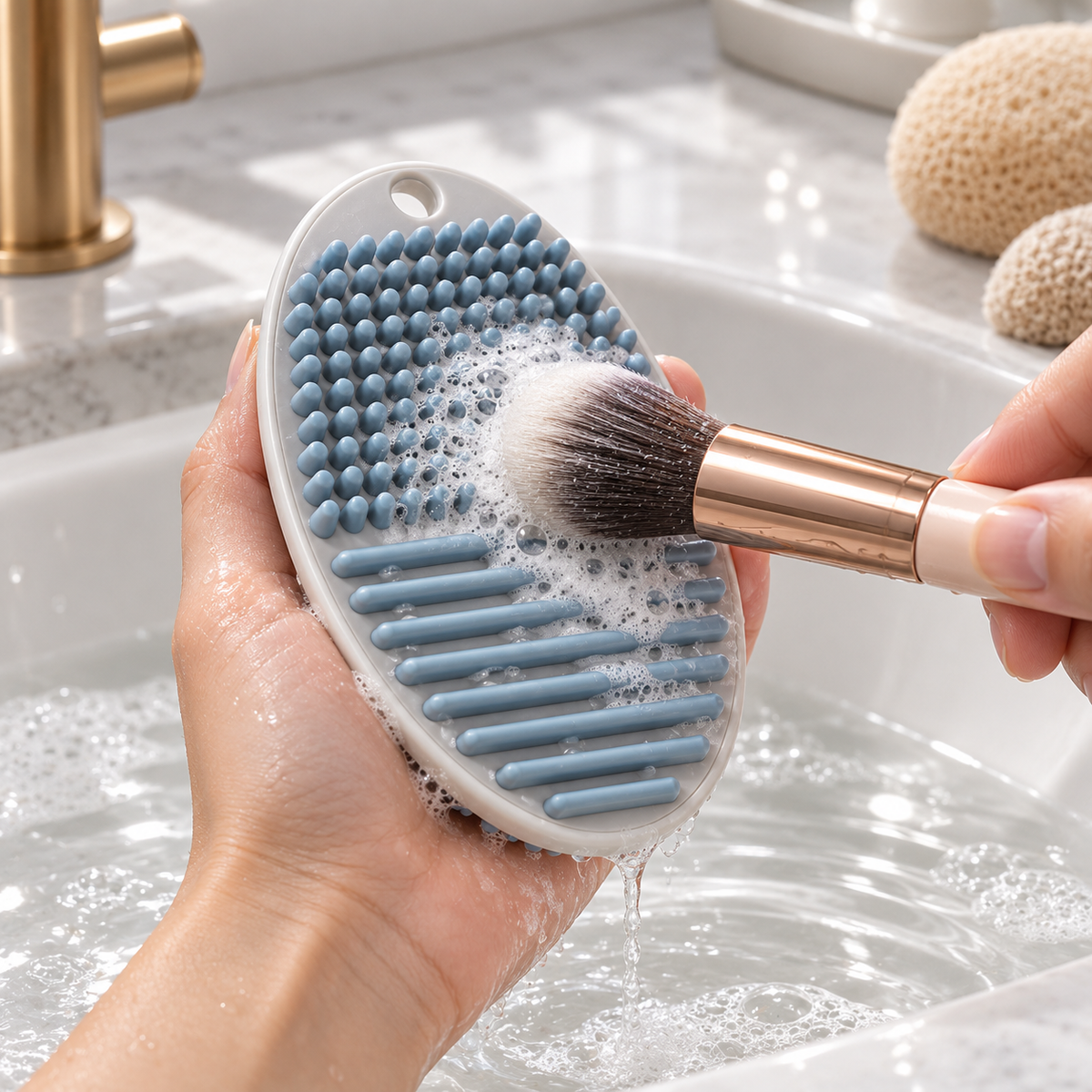 Nuvessaro Finger-Hold Makeup Brush Cleaning Pad