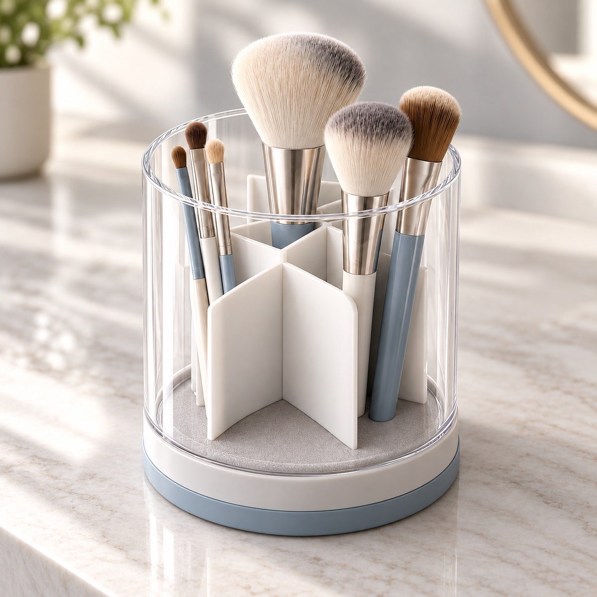 Nuvessaro Clear Divided Makeup Brush Holder