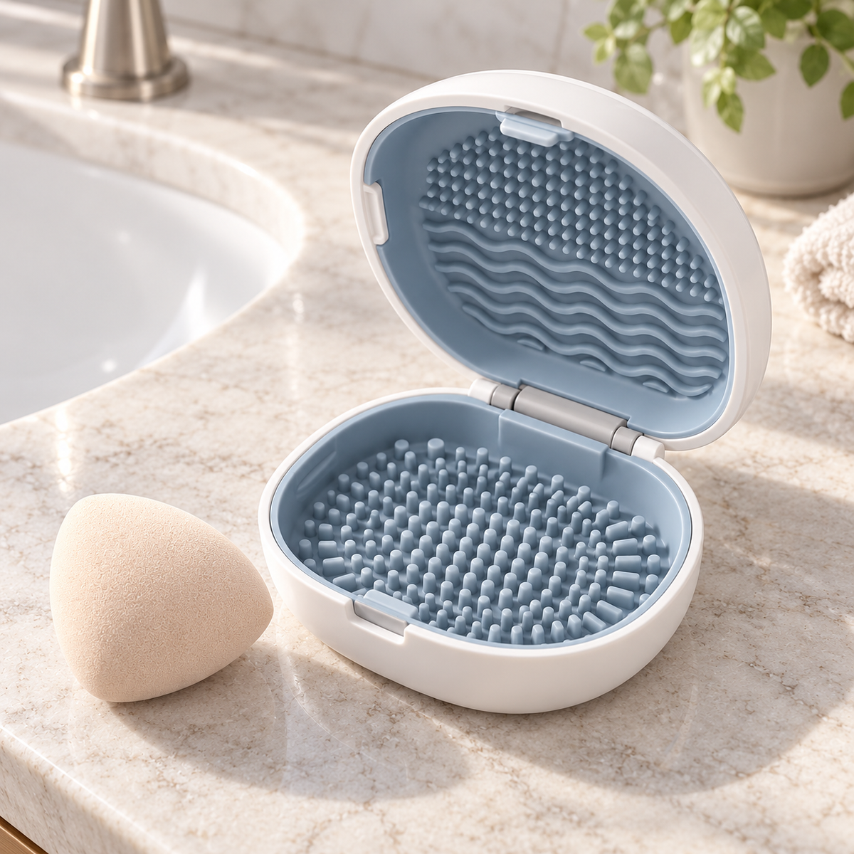 Nuvessaro Flip-Open Makeup Sponge Cleaning Box