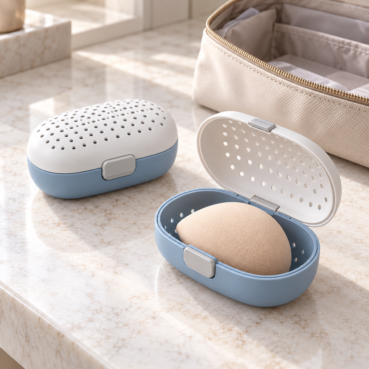 Nuvessaro Ventilated Makeup Sponge Travel Case