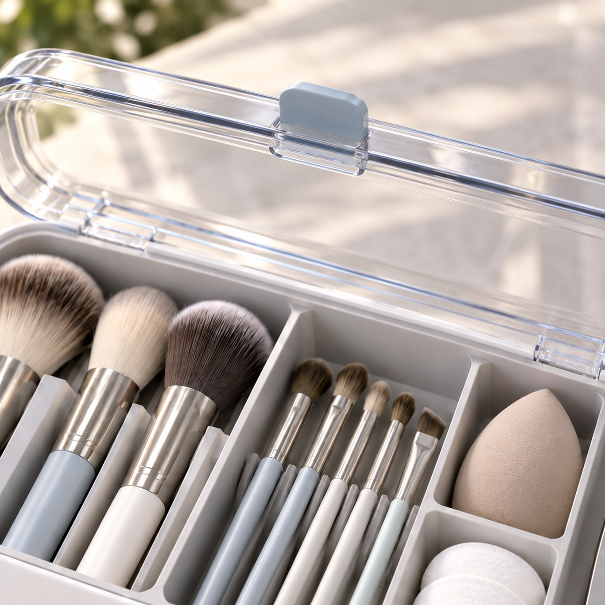 Nuvessaro Clear-Lid Divided Makeup Tool Organiser