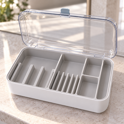 Nuvessaro Clear-Lid Divided Makeup Tool Organiser