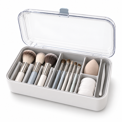 Nuvessaro Clear-Lid Divided Makeup Tool Organiser