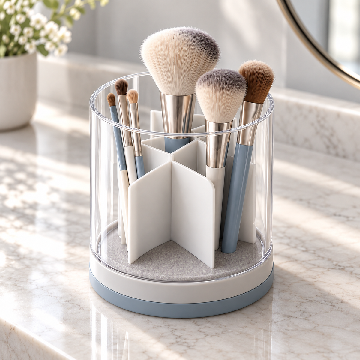 Nuvessaro Clear Divided Makeup Brush Holder