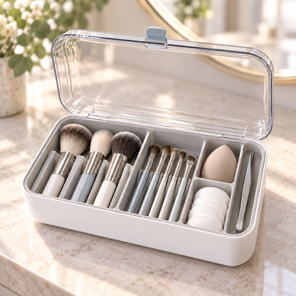 Nuvessaro Clear-Lid Divided Makeup Tool Organiser
