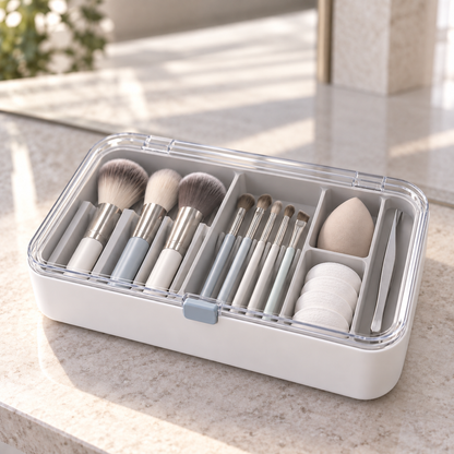 Nuvessaro Clear-Lid Divided Makeup Tool Organiser